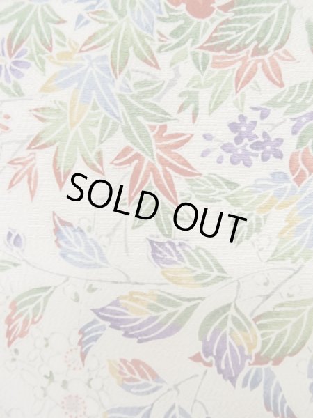 Photo8: Mint L1201V Used Japanese women  White KOMON dyed / Silk. SAKURA cherry blossom,   (Grade A) (8)