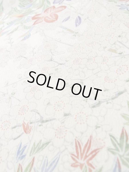 Photo9: Mint L1201V Used Japanese women  White KOMON dyed / Silk. SAKURA cherry blossom,   (Grade A) (9)