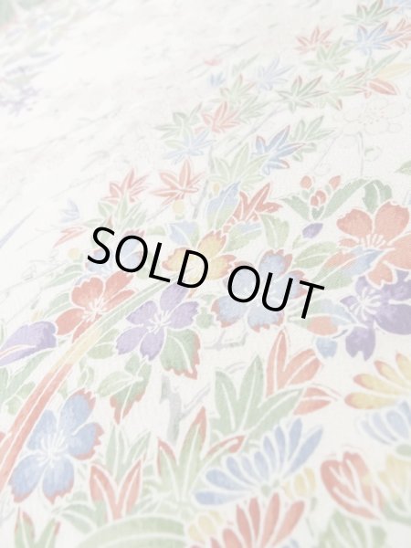 Photo12: Mint L1201V Used Japanese women  White KOMON dyed / Silk. SAKURA cherry blossom,   (Grade A) (12)