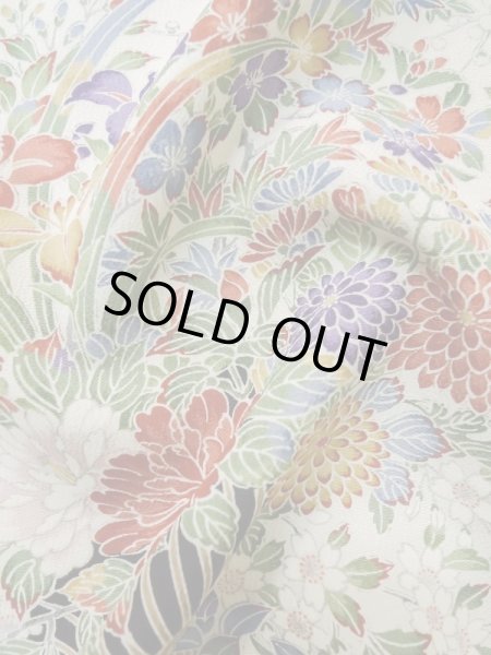 Photo13: Mint L1201V Used Japanese women  White KOMON dyed / Silk. SAKURA cherry blossom,   (Grade A) (13)