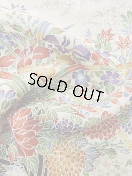 Photo14: Mint L1201V Used Japanese women  White KOMON dyed / Silk. SAKURA cherry blossom,   (Grade A) (14)