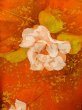 Photo4: Mint L1201W Used Japanese women  Orange KOMON dyed / Silk. Rose,   (Grade A) (4)