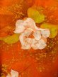 Photo4: Mint L1201W Used Japanese women  Orange KOMON dyed / Silk. Rose,   (Grade A) (4)