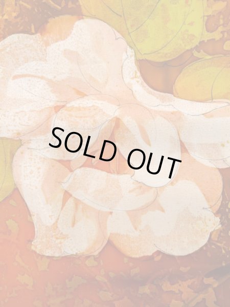 Photo6: Mint L1201W Used Japanese women  Orange KOMON dyed / Silk. Rose,   (Grade A) (6)