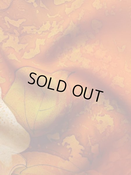 Photo12: Mint L1201W Used Japanese women  Orange KOMON dyed / Silk. Rose,   (Grade A) (12)