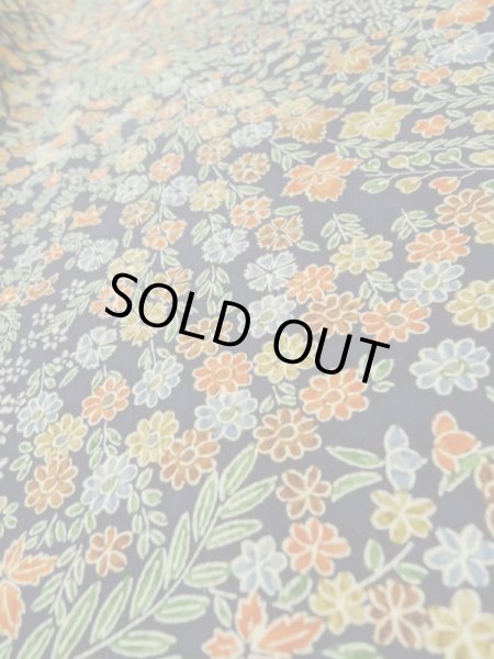 Photo9: Mint L1201X Used Japanese women  Black KOMON dyed / Silk. Flower,   (Grade A+) (9)