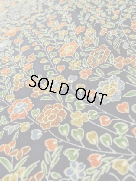 Photo10: Mint L1201X Used Japanese women  Black KOMON dyed / Silk. Flower,   (Grade A+) (10)