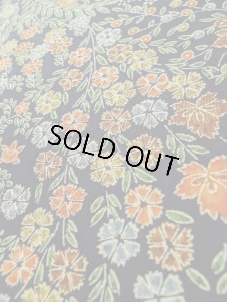 Photo11: Mint L1201X Used Japanese women  Black KOMON dyed / Silk. Flower,   (Grade A+) (11)