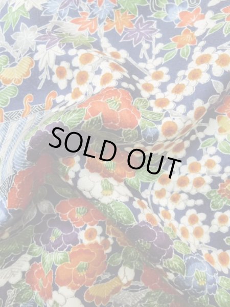 Photo13: Mint L1201Y Used Japanese women Dark Blue KOMON dyed / Silk. Flower,   (Grade A) (13)