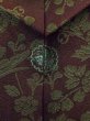 Photo3: L1202A Used Japanese women  Brown KOMON dyed / Silk. Flower,   (Grade B) (3)