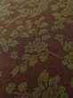Photo9: L1202A Used Japanese women  Brown KOMON dyed / Silk. Flower,   (Grade B) (9)