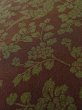 Photo9: L1202A Used Japanese women  Brown KOMON dyed / Silk. Flower,   (Grade B) (9)