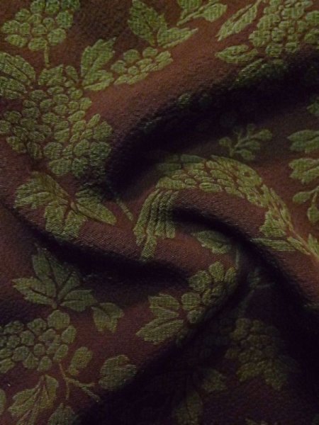 Photo12: L1202A Used Japanese women  Brown KOMON dyed / Silk. Flower,   (Grade B) (12)