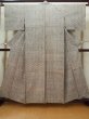 Photo1: L1214A Used Japanese women Pale Gray TSUMUGI pongee / Silk.    (Grade C) (1)