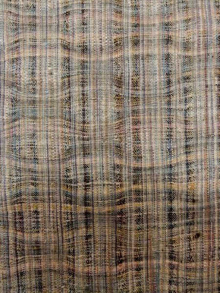 Photo6: L1214A Used Japanese women Pale Gray TSUMUGI pongee / Silk.    (Grade C) (6)