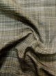 Photo12: L1214B Used Japanese women Pale Gray TSUMUGI pongee / Silk. Plaid Checks   (Grade C) (12)