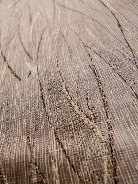 Photo8: L1214C Used Japanese women Pale Brown ORI woven / Synthetic. Abstract pattern   (Grade D) (8)