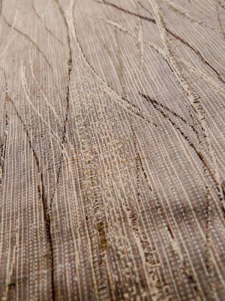 Photo9: L1214C Used Japanese women Pale Brown ORI woven / Synthetic. Abstract pattern   (Grade D) (9)