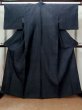 Photo1: L1220O Used Japanese women Dark Navy Blue HITOE unlined / Wool. Chinz pattern   (Grade C) (1)