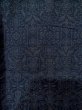 Photo3: L1220O Used Japanese women Dark Navy Blue HITOE unlined / Wool. Chinz pattern   (Grade C) (3)