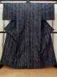 Photo1: Mint L1220P Used Japanese women Dark Navy Blue HITOE unlined / Silk. Abstract pattern   (Grade A) (1)