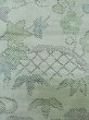 Photo5: L1220S Used Japanese womenPale Light Yellowish Green HITOE unlined / Silk. Flower, Bamboo fence pattern  (Grade C) (5)