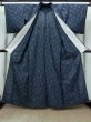 Photo2: Mint L1220T Used Japanese women  Navy Blue HITOE unlined / Silk. Geometrical pattern,   (Grade A) (2)