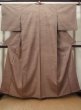 Photo1: L1221C Used Japanese womenPale Light Dark Red TSUMUGI pongee / Silk.    (Grade B) (1)