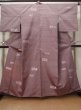 Photo1: L1221D Used Japanese womenPale Light Red TSUMUGI pongee / Silk. Geometrical pattern,   (Grade C) (1)