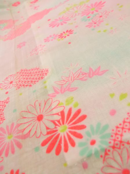 Photo10: M0110B Used Japanese women Light Pink JUBAN undergarment / Mousseline. Chrysanthemum,   (Grade D) (10)
