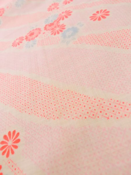 Photo10: M0110C Used Japanese women  Pink JUBAN undergarment / Mousseline. Chrysanthemum   (Grade D) (10)