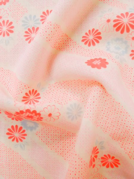 Photo11: M0110C Used Japanese women  Pink JUBAN undergarment / Mousseline. Chrysanthemum   (Grade D) (11)