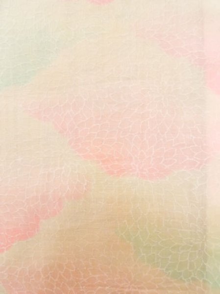 Photo5: M0110D Used Japanese women Light Pink JUBAN undergarment / Mousseline. Chrysanthemum,   (Grade D) (5)
