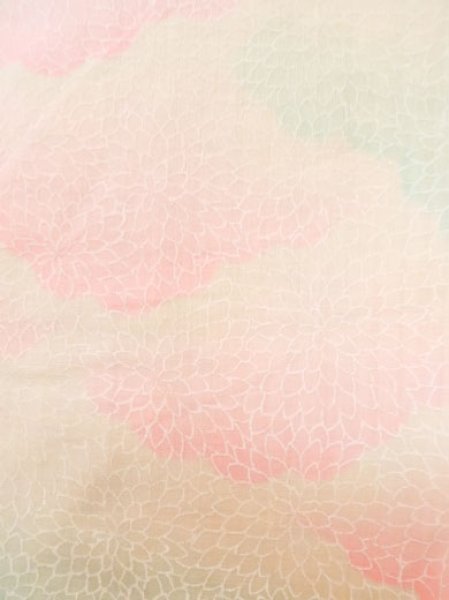 Photo6: M0110D Used Japanese women Light Pink JUBAN undergarment / Mousseline. Chrysanthemum,   (Grade D) (6)