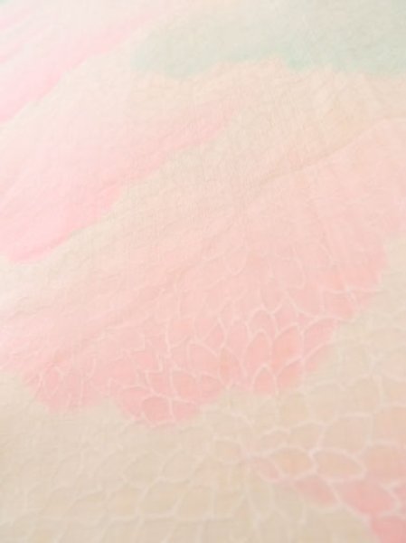 Photo8: M0110D Used Japanese women Light Pink JUBAN undergarment / Mousseline. Chrysanthemum,   (Grade D) (8)