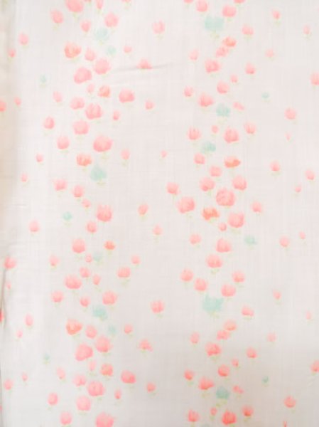 Photo3: M0110E Used Japanese women  White JUBAN undergarment / Cotton. Flower   (Grade D) (3)