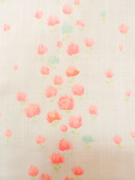 Photo5: M0110E Used Japanese women  White JUBAN undergarment / Cotton. Flower   (Grade D) (5)