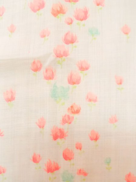 Photo6: M0110E Used Japanese women  White JUBAN undergarment / Cotton. Flower   (Grade D) (6)