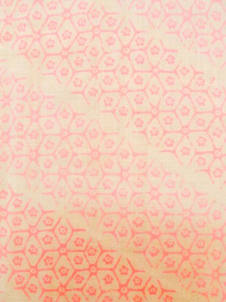 Photo5: M0110J Used Japanese women  Pink JUBAN undergarment / Mousseline. Geometrical pattern,   (Grade D) (5)