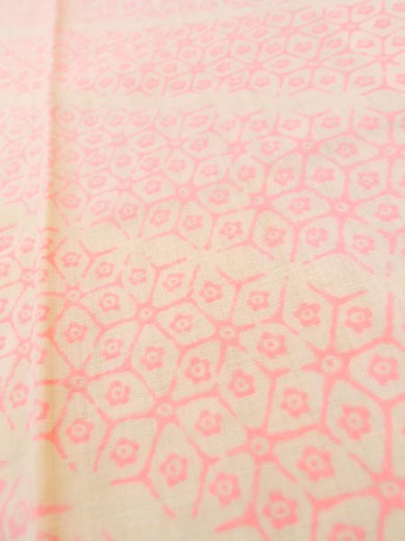 Photo7: M0110J Used Japanese women  Pink JUBAN undergarment / Mousseline. Geometrical pattern,   (Grade D) (7)