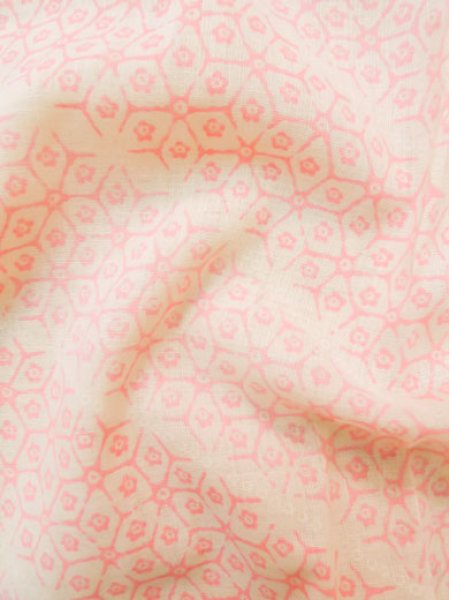 Photo10: M0110J Used Japanese women  Pink JUBAN undergarment / Mousseline. Geometrical pattern,   (Grade D) (10)