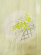 Photo9: Mint M0110Y Used Japanese womenPale Light Yellowish Green JUBAN undergarment / Silk. Flower,   (Grade A) (9)