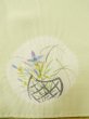Photo12: Mint M0110Y Used Japanese womenPale Light Yellowish Green JUBAN undergarment / Silk. Flower,   (Grade A) (12)