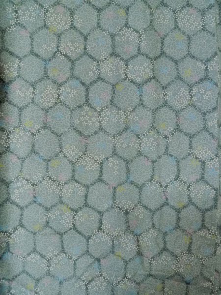 Photo3: M0131A Used Japanese womenPale Bluish Gray KOMON dyed / Silk. Flower,   (Grade B) (3)