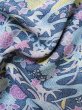 Photo12: M0131C Used Japanese womenPale Light Indigo Blue KOMON dyed / Silk. Flower,   (Grade B) (12)