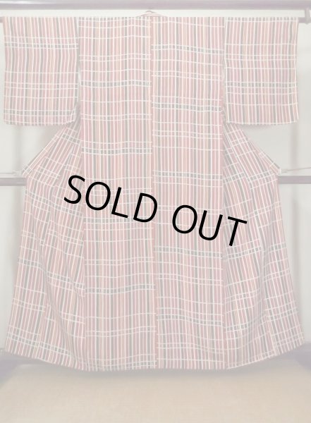 Photo1: M0131F Used Japanese women  White KOMON dyed / Synthetic. Line,   (Grade C) (1)