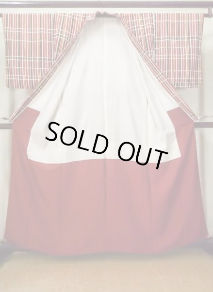 Photo2: M0131F Used Japanese women  White KOMON dyed / Synthetic. Line,   (Grade C) (2)