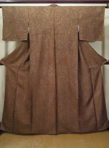 Photo1: Mint M0131G Used Japanese women Pale Brown KOMON dyed / Synthetic. Dot,   (Grade A) (1)
