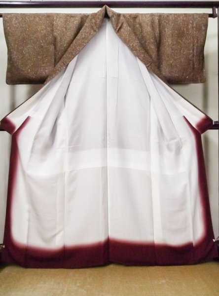 Photo2: Mint M0131G Used Japanese women Pale Brown KOMON dyed / Synthetic. Dot,   (Grade A) (2)