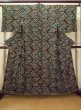 Photo1: M0131H Used Japanese women  Black KOMON dyed / Silk. Dapple pattern   (Grade B) (1)